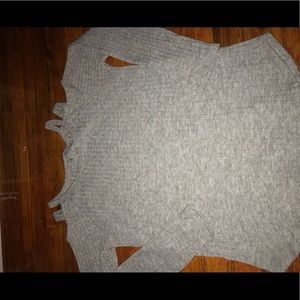 Off the shoulder grey sweater shirt